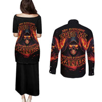 Not Everyone Likes Me Skull Reaper Couples Matching Puletasi and Long Sleeve Button Shirt - Wonder Print Shop