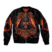 Not Everyone Likes Me Skull Reaper Sleeve Zip Bomber Jacket - Wonder Print Shop