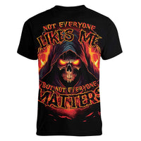 Not Everyone Likes Me Skull Reaper Women V-Neck T-Shirt - Wonder Print Shop