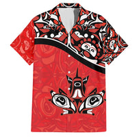 Canada Day Hawaiian Shirt Haida Maple Leaf Style Tattoo Red