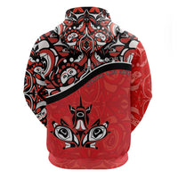 Canada Day Hoodie Haida Maple Leaf Style Tattoo Red