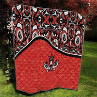 Canada Day Quilt Haida Maple Leaf Style Tattoo Red - Wonder Print Shop