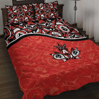 Canada Day Quilt Bed Set Haida Maple Leaf Style Tattoo Red - Wonder Print Shop