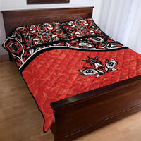 Canada Day Quilt Bed Set Haida Maple Leaf Style Tattoo Red - Wonder Print Shop