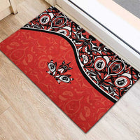 Canada Day Rubber Doormat Haida Maple Leaf Style Tattoo Red - Wonder Print Shop