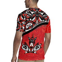 Canada Day Rugby Jersey Haida Maple Leaf Style Tattoo Red - Wonder Print Shop