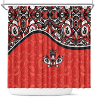 Canada Day Shower Curtain Haida Maple Leaf Style Tattoo Red - Wonder Print Shop