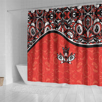 Canada Day Shower Curtain Haida Maple Leaf Style Tattoo Red - Wonder Print Shop