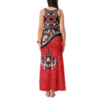 Canada Day Tank Maxi Dress Haida Maple Leaf Style Tattoo Red - Wonder Print Shop