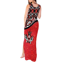 Canada Day Tank Maxi Dress Haida Maple Leaf Style Tattoo Red - Wonder Print Shop