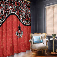 Canada Day Window Curtain Haida Maple Leaf Style Tattoo Red - Wonder Print Shop