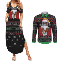 Santa Claus With African Traditional Costume Couples Matching Summer Maxi Dress and Long Sleeve Button Shirt Christmas - Wonder Print Shop