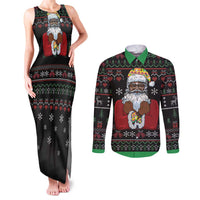 Santa Claus With African Traditional Costume Couples Matching Tank Maxi Dress and Long Sleeve Button Shirt Christmas - Wonder Print Shop