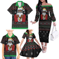 Santa Claus With African Traditional Costume Family Matching Off The Shoulder Long Sleeve Dress and Hawaiian Shirt Christmas - Wonder Print Shop