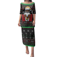 Santa Claus With African Traditional Costume Family Matching Puletasi and Hawaiian Shirt Christmas - Wonder Print Shop