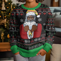 Santa Claus With African Traditional Costume Kid Ugly Christmas Sweater Christmas - Wonder Print Shop