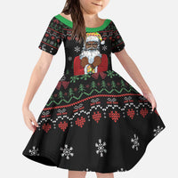 Santa Claus With African Traditional Costume Kid Short Sleeve Dress Christmas - Wonder Print Shop