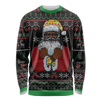 Santa Claus With African Traditional Costume Long Sleeve Shirt Christmas - Wonder Print Shop