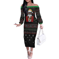 Santa Claus With African Traditional Costume Off The Shoulder Long Sleeve Dress Christmas - Wonder Print Shop