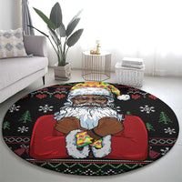 Santa Claus With African Traditional Costume Round Carpet Christmas