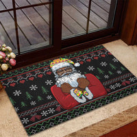 Santa Claus With African Traditional Costume Rubber Doormat Christmas - Wonder Print Shop
