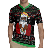 Santa Claus With African Traditional Costume Rugby Jersey Christmas - Wonder Print Shop