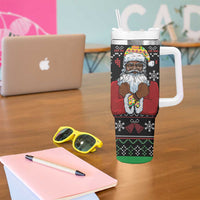 Santa Claus With African Traditional Costume Tumbler With Handle Christmas - Wonder Print Shop