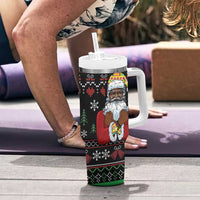 Santa Claus With African Traditional Costume Tumbler With Handle Christmas - Wonder Print Shop