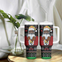 Santa Claus With African Traditional Costume Tumbler With Handle Christmas - Wonder Print Shop