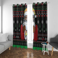 Santa Claus With African Traditional Costume Window Curtain Christmas - Wonder Print Shop
