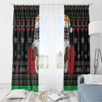 Santa Claus With African Traditional Costume Window Curtain Christmas - Wonder Print Shop