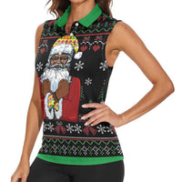 Santa Claus With African Traditional Costume Women Sleeveless Polo Shirt Christmas - Wonder Print Shop
