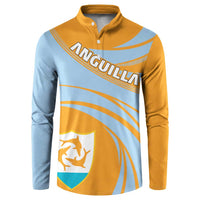 Anguilla Button Sweatshirt Coat Of Arms Cricket Style - Wonder Print Shop