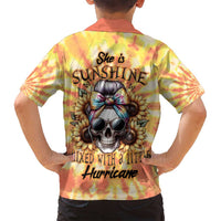 She Is Sunshine Skull Family Matching Long Sleeve Bodycon Dress and Hawaiian Shirt Tie Dye Yellow - Wonder Print Shop