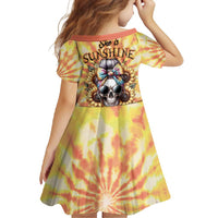 She Is Sunshine Skull Family Matching Long Sleeve Bodycon Dress and Hawaiian Shirt Tie Dye Yellow - Wonder Print Shop