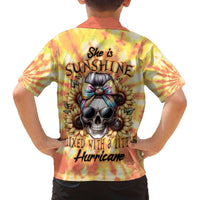 She Is Sunshine Skull Family Matching Off The Shoulder Long Sleeve Dress and Hawaiian Shirt Tie Dye Yellow - Wonder Print Shop