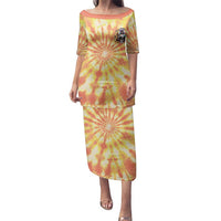She Is Sunshine Skull Family Matching Puletasi and Hawaiian Shirt Tie Dye Yellow - Wonder Print Shop