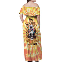 She Is Sunshine Skull Off Shoulder Maxi Dress Tie Dye Yellow - Wonder Print Shop