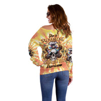 She Is Sunshine Skull Off Shoulder Sweater Tie Dye Yellow - Wonder Print Shop