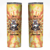 She Is Sunshine Skull Skinny Tumbler Tie Dye Yellow - Wonder Print Shop