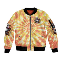 She Is Sunshine Skull Sleeve Zip Bomber Jacket Tie Dye Yellow - Wonder Print Shop