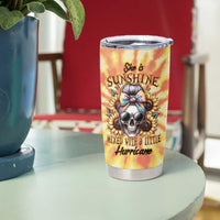 She Is Sunshine Skull Tumbler Cup Tie Dye Yellow - Wonder Print Shop