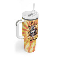 She Is Sunshine Skull Tumbler With Handle Tie Dye Yellow - Wonder Print Shop