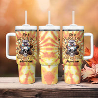She Is Sunshine Skull Tumbler With Handle Tie Dye Yellow - Wonder Print Shop