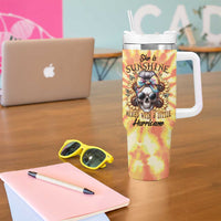 She Is Sunshine Skull Tumbler With Handle Tie Dye Yellow - Wonder Print Shop