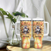 She Is Sunshine Skull Tumbler With Handle Tie Dye Yellow - Wonder Print Shop