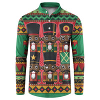 Black Nutcrackers Button Sweatshirt Afro Christmas - Wonder Print Shop