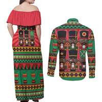 Black Nutcrackers Couples Matching Off Shoulder Maxi Dress and Long Sleeve Button Shirt Afro Christmas - Wonder Print Shop