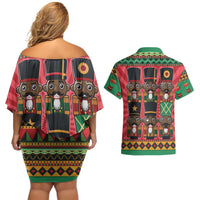 Black Nutcrackers Couples Matching Off Shoulder Short Dress and Hawaiian Shirt Afro Christmas - Wonder Print Shop