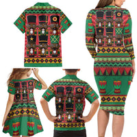 Black Nutcrackers Family Matching Long Sleeve Bodycon Dress and Hawaiian Shirt Afro Christmas - Wonder Print Shop